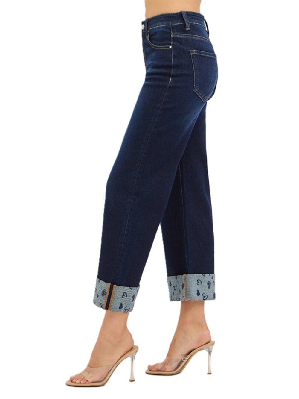 Risen Jeans Crop Wide with Printed Cuff Jeans - Picture 2 of 5